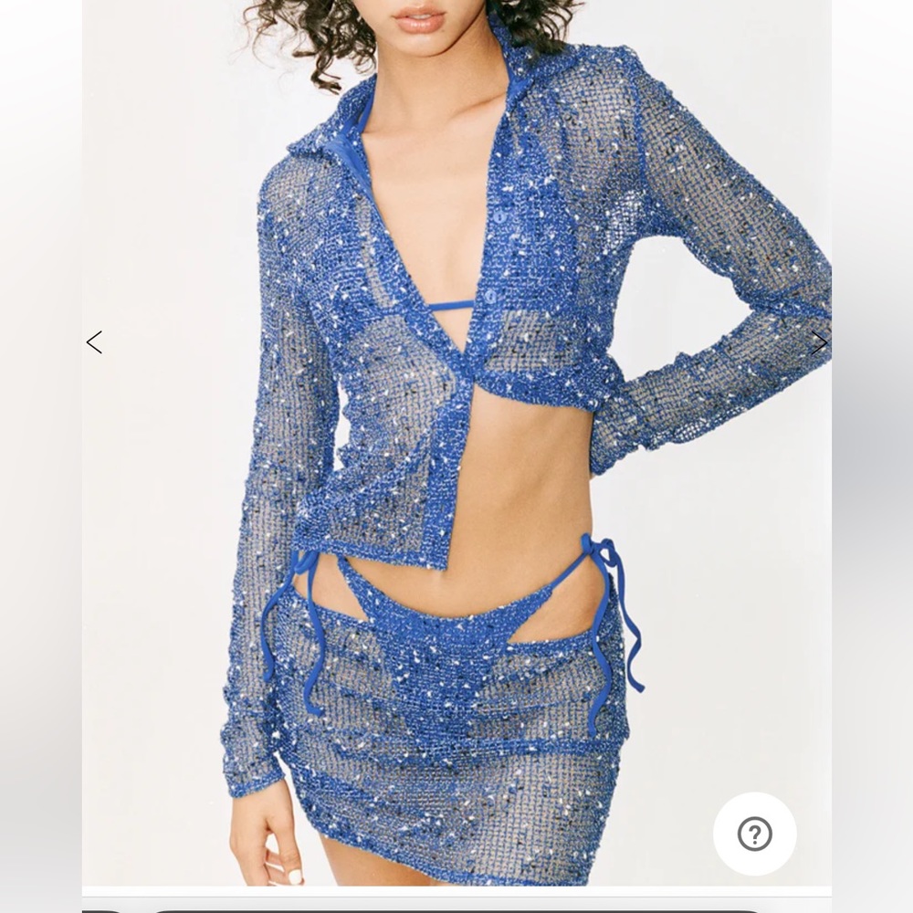 With Jean Blue knit SET “Eva top” and “Dylan Mini Skirt” NWT